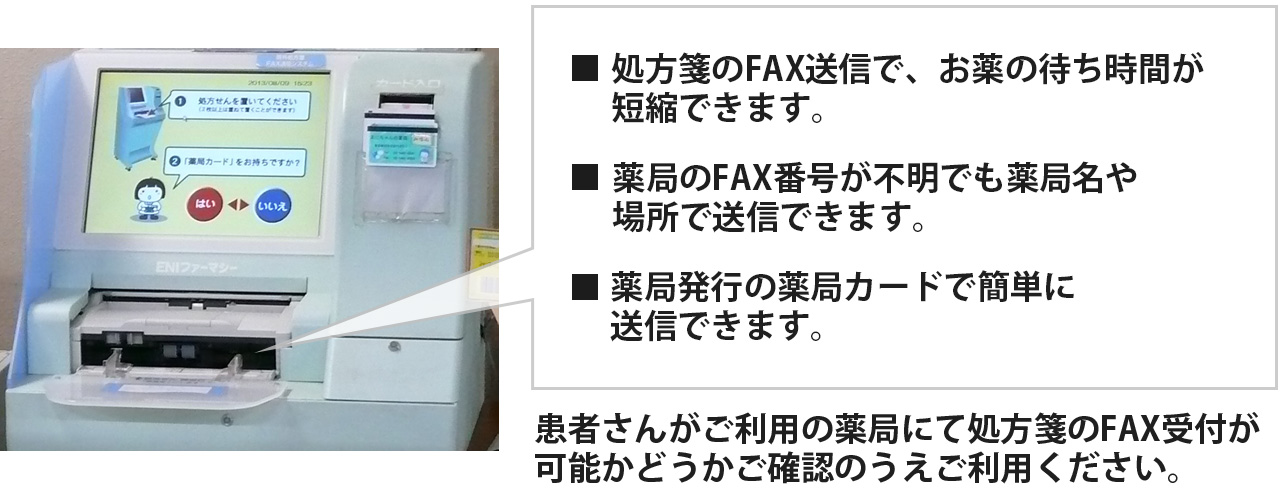 写真:院外処方せんFAXコーナーの処方せん専用ファックス。